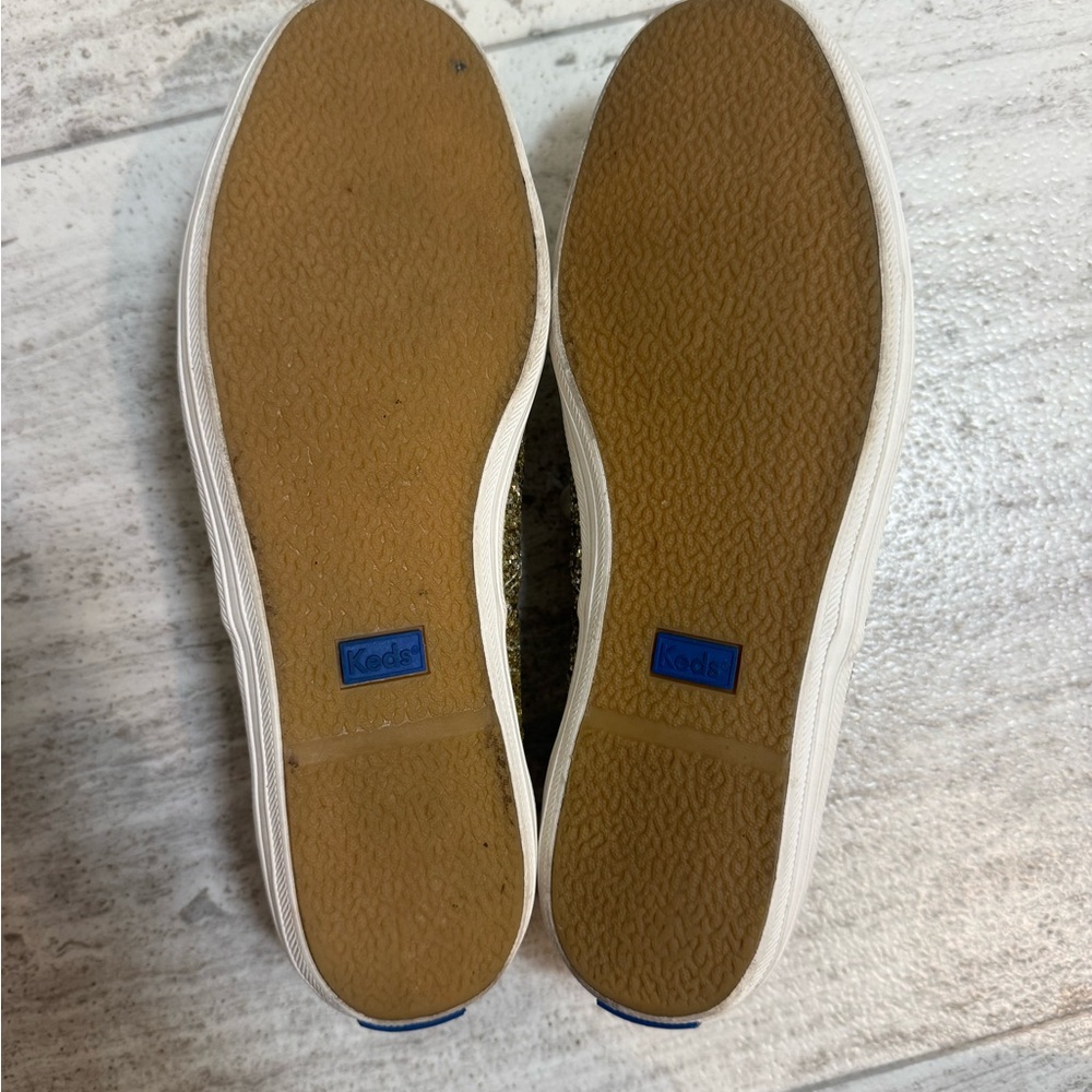 Kate Spade x Keds Gold Glitter Sneakers Satin Lace Size 7.5 - Picture 8 of 9